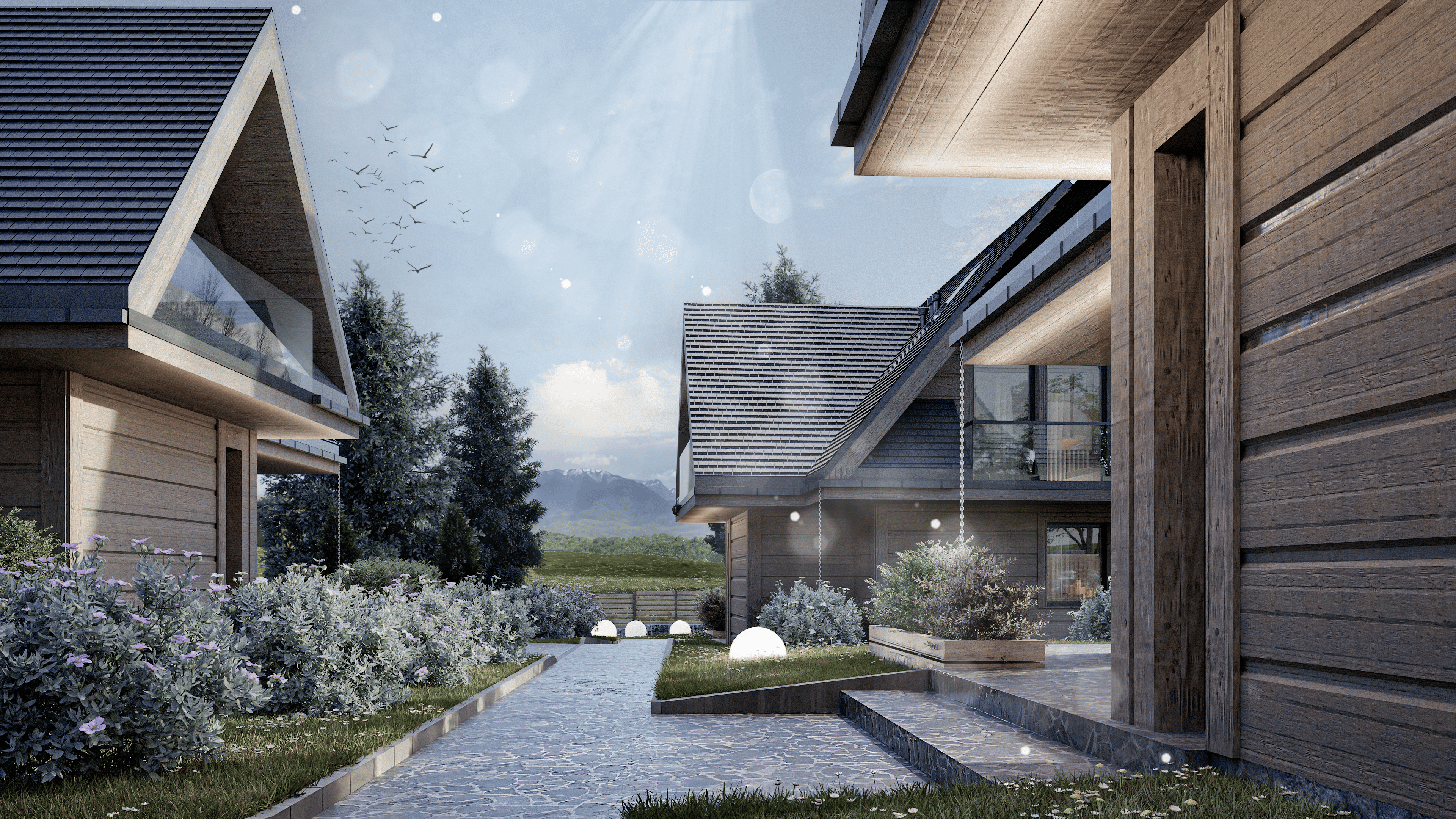Resort z basenem i domami